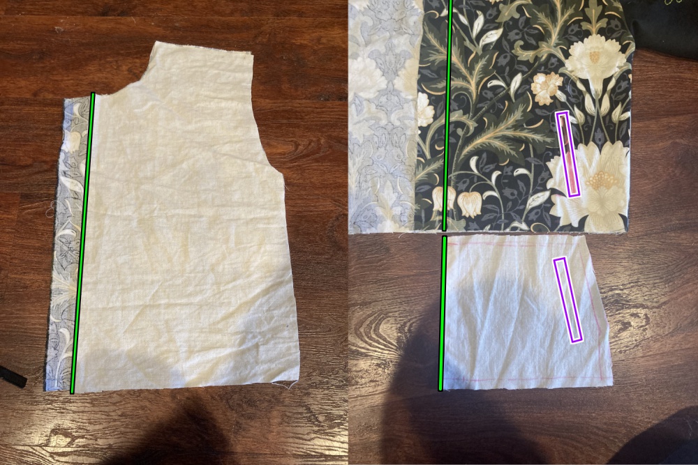 Aligning the cut pieces